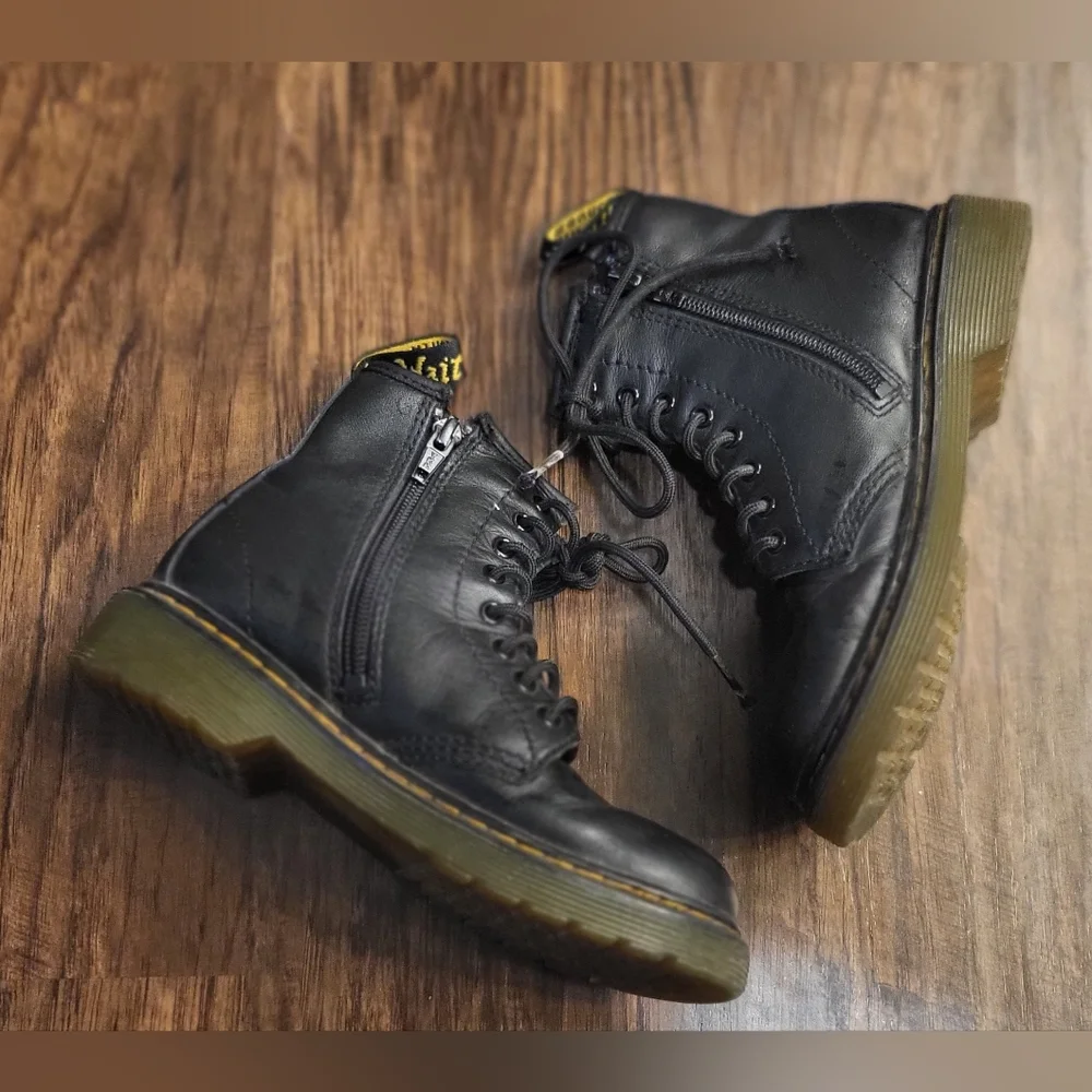 Dr Marten Black Ankle Moto Sole Bouncing Boots Size 13 Neutral Combat Winter